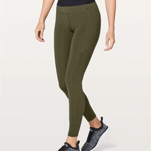 Lululemon sz 2 Speed Up Tight DWR 28" Dark Olive great pre owned condition